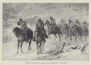 Eserciti del continente, Ussari austriaci in pattuglia durante una tempesta di neve da Johann Nepomuk Schonberg